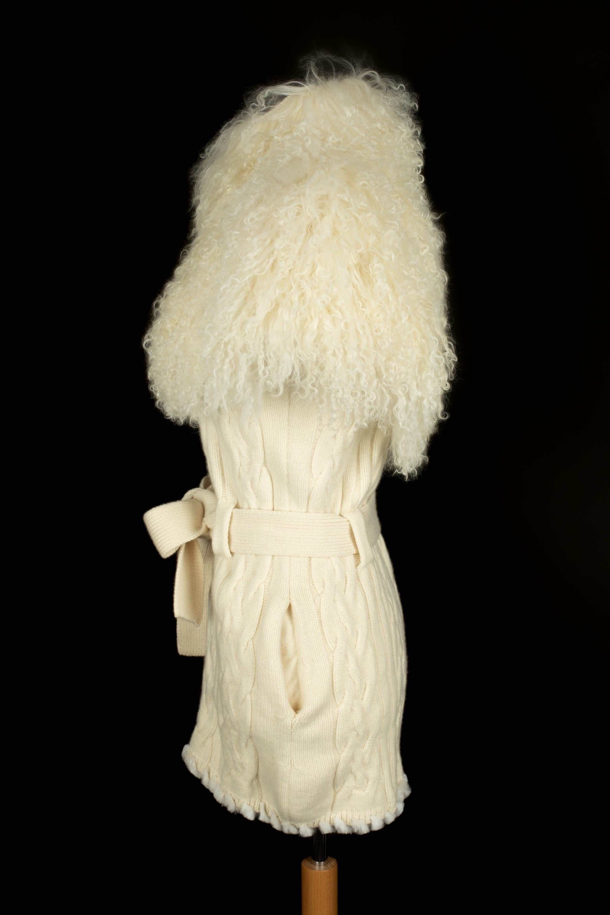 Roberto Cavalli wool and fur cardigan For Sale 1