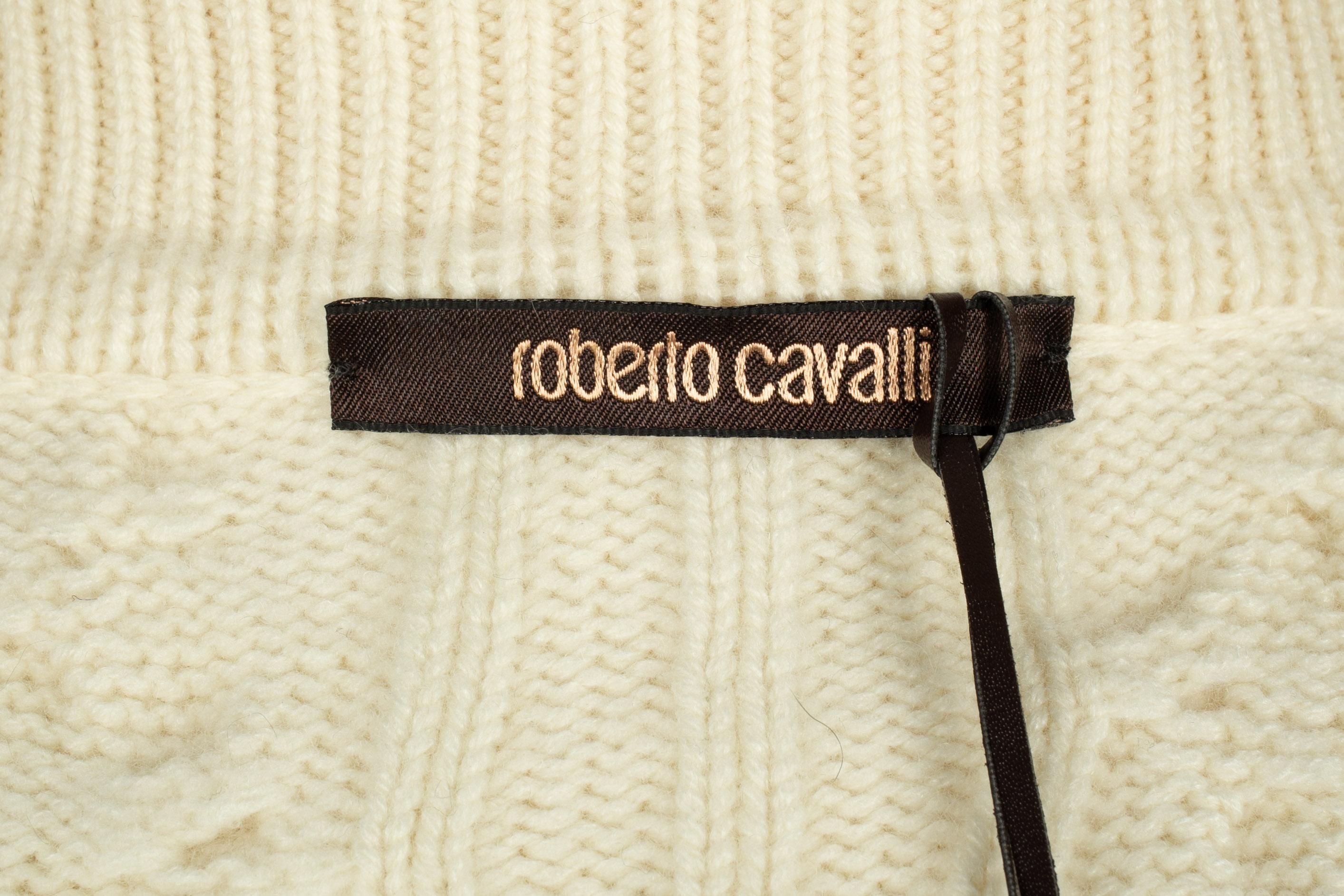 Roberto Cavalli wool and fur cardigan For Sale 3