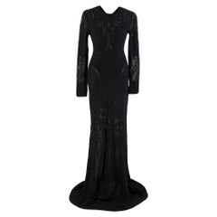 Roberto Cavalli Wool Blend Crochet-Knit Embellished Gown - Size US 6