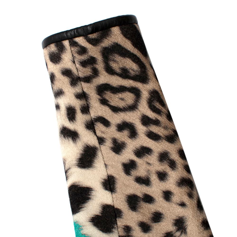 Women's or Men's Roberto Cavalli Wool Blend Leopard Teal Longline Coat IT40