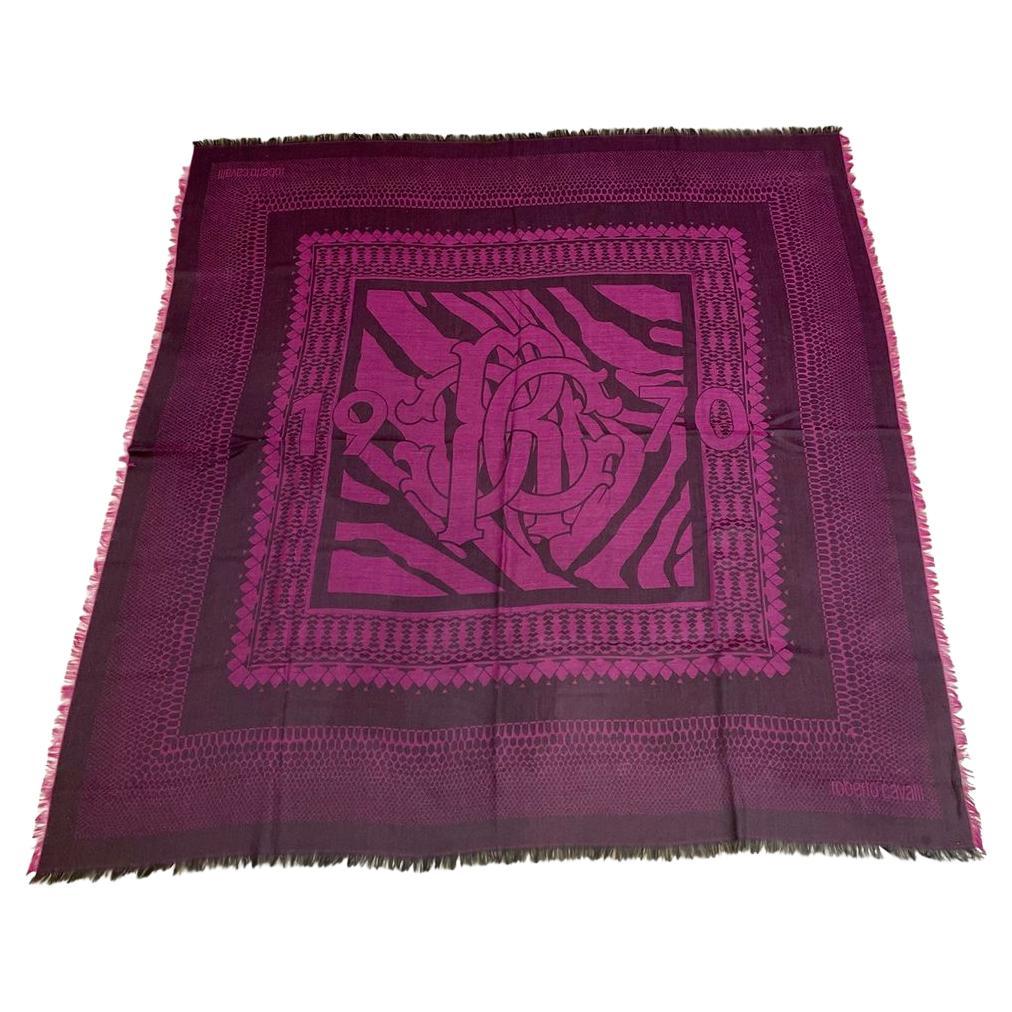 Roberto Cavalli Wool Stole in Purple  For Sale