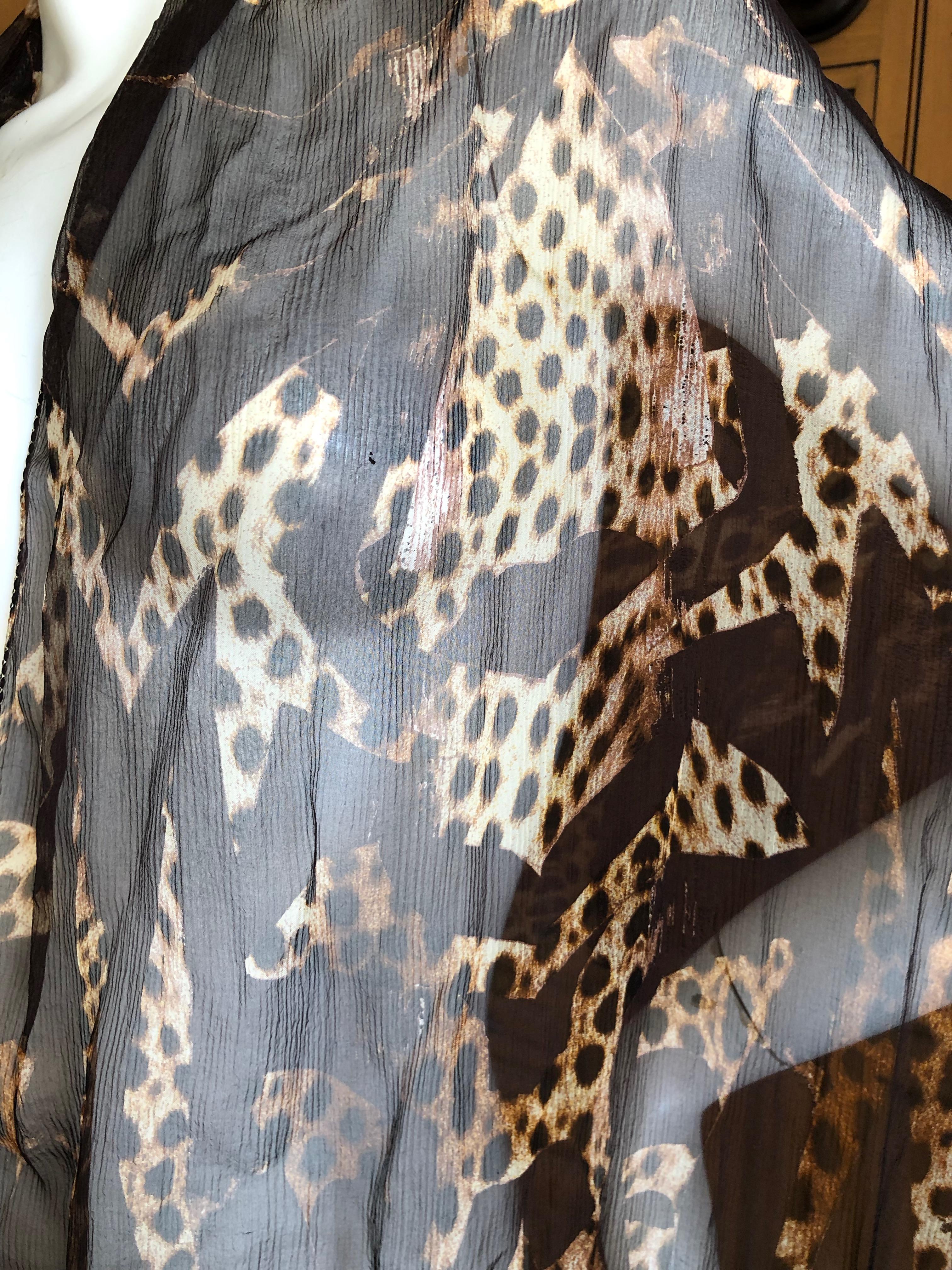 Roberto Cavalli Xtra Large Leopard Print Silk Shawl In Excellent Condition For Sale In Cloverdale, CA
