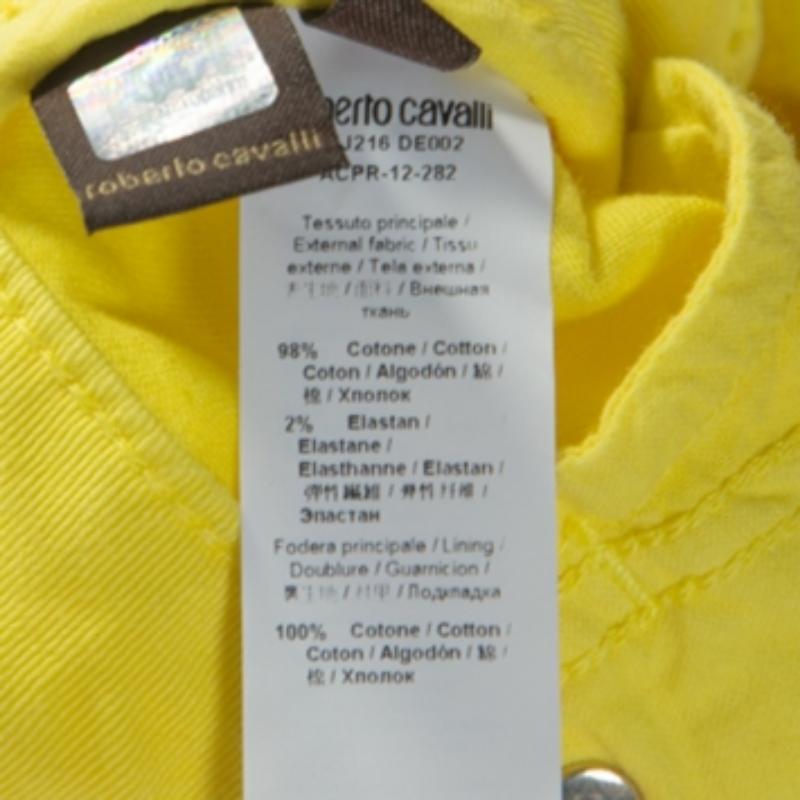 Roberto Cavalli Yellow Denim Embroidered Back Pocket Jeans M in vendita 1