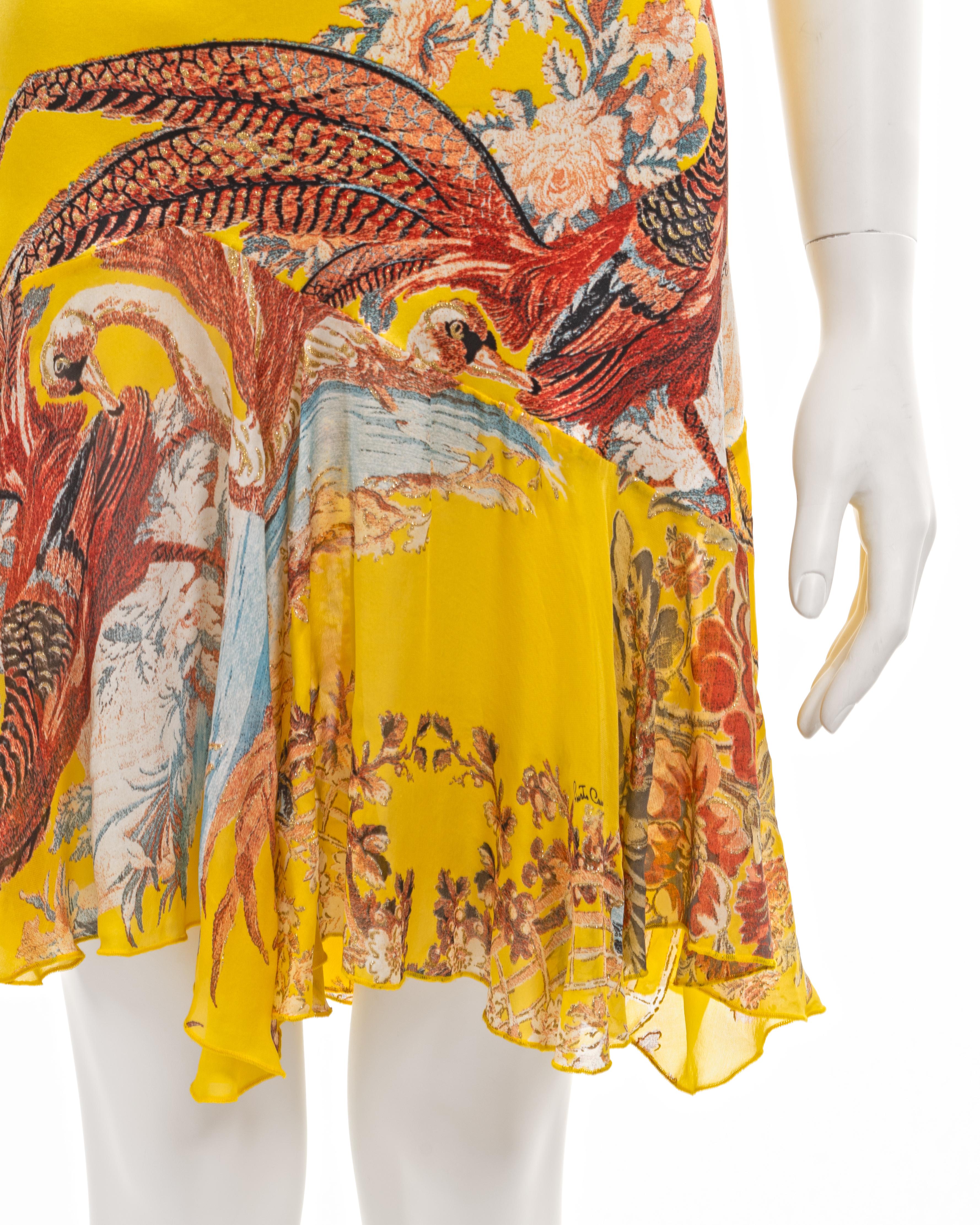 Roberto Cavalli yellow floral printed silk cheongsam-style mini dress, ss 2003 1