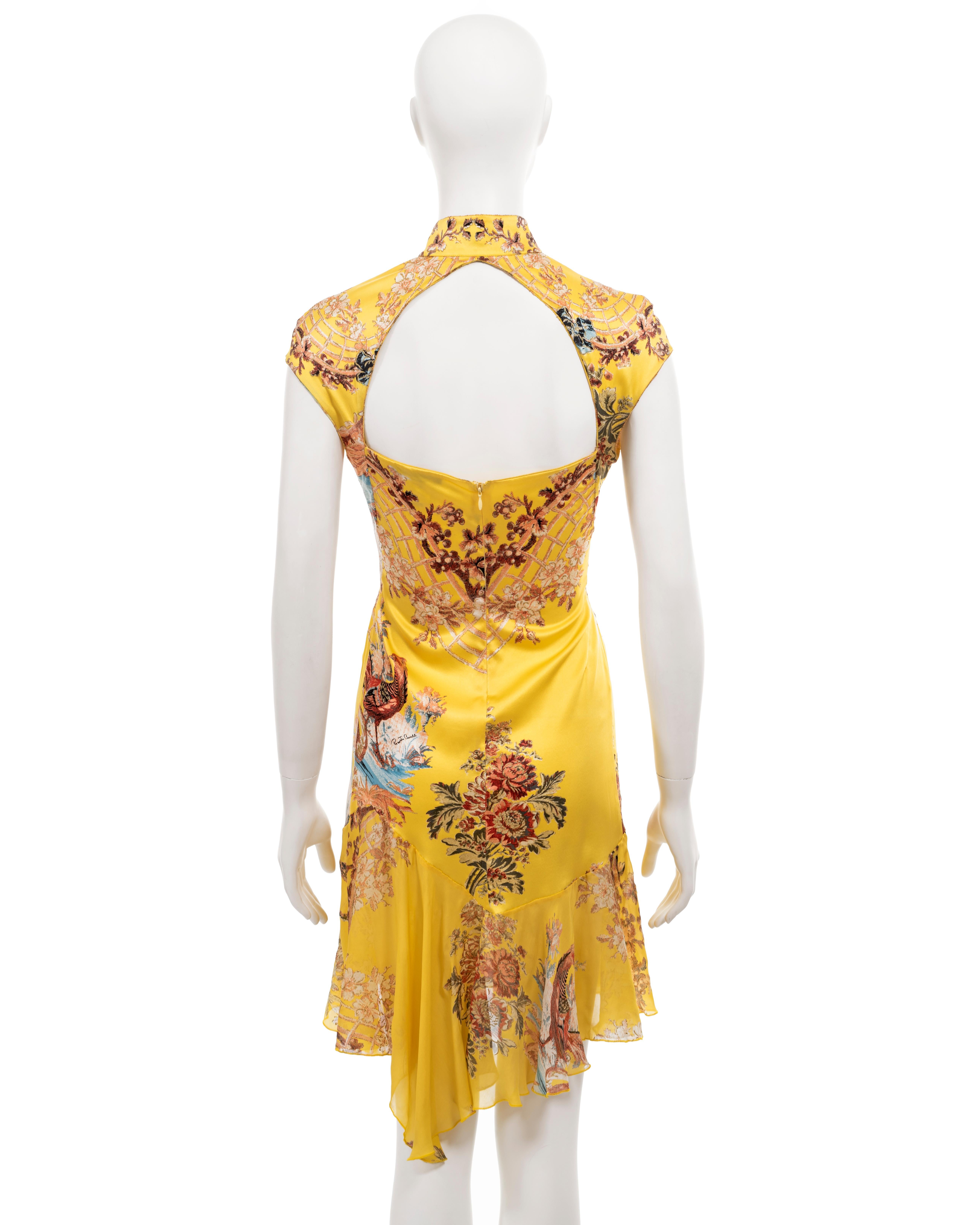 Roberto Cavalli yellow floral printed silk cheongsam-style mini dress, ss 2003 4