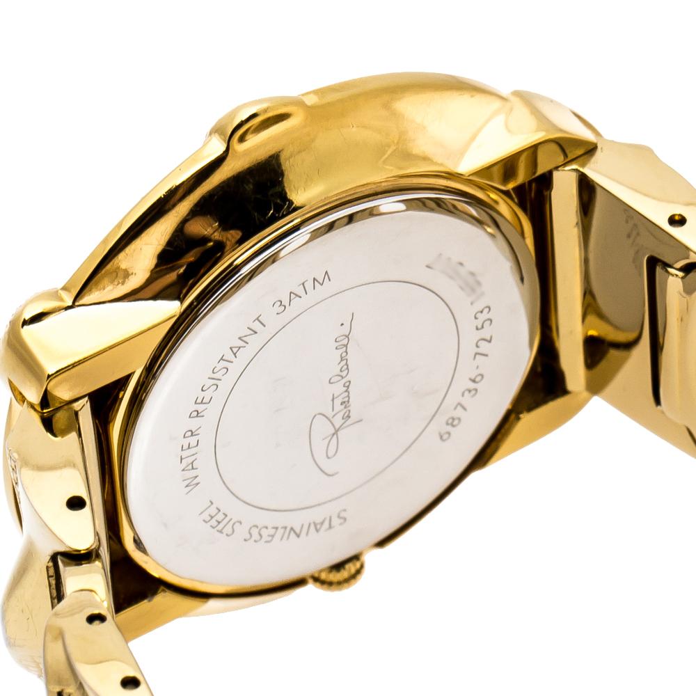 Contemporary Roberto Cavalli Yellow Gold Plated Stainless Steel Snake Women's Wristwatch 37mm