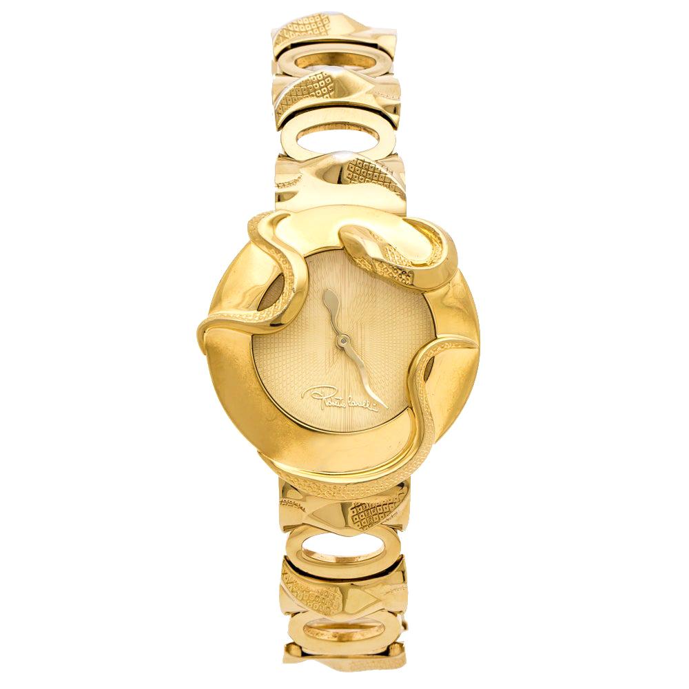 Roberto Cavalli Yellow Gold Plated Stainless Steel Snake Women's Wristwatch 37mm