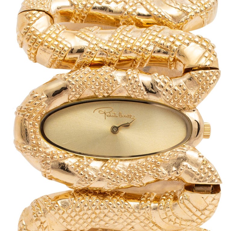 Roberto Cavalli Yellow Gold Plated Stainless Steel Women's Wristwatch 40 mm  For Sale at 1stDibs