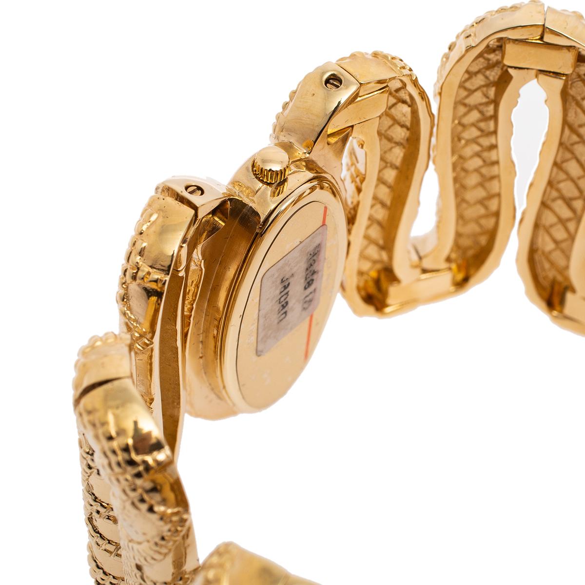 Contemporary Roberto Cavalli Yellow Gold Plated Stainless Steel Women's Wristwatch 40 mm