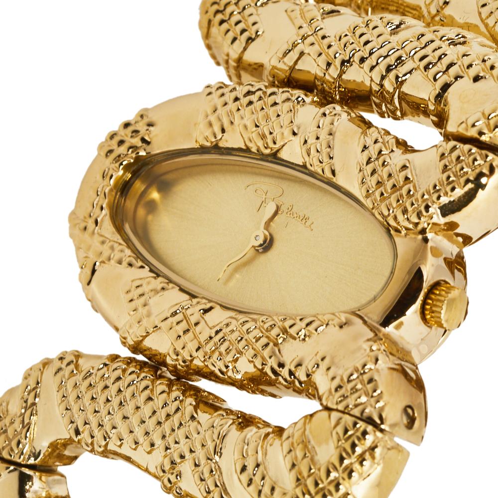 Roberto Cavalli Yellow Gold Plated Stainless Steel Women's Wristwatch 40 mm In New Condition In Dubai, Al Qouz 2