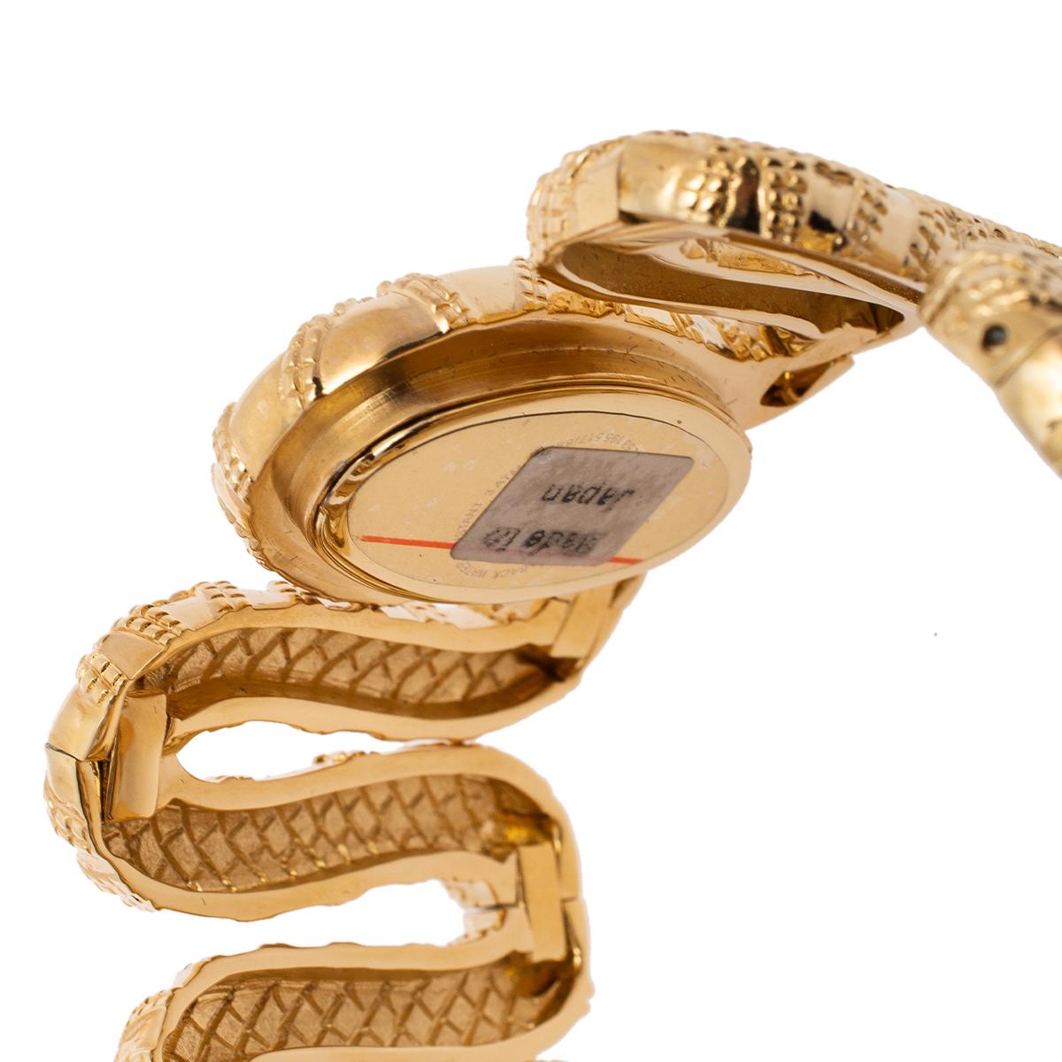 Roberto Cavalli Yellow Gold Plated Stainless Steel Women's Wristwatch 40 mm In Good Condition In Dubai, Al Qouz 2