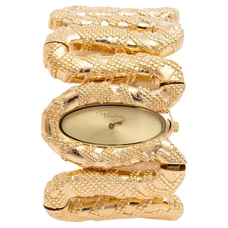 Roberto Cavalli Yellow Gold Plated Stainless Steel Women's Wristwatch 40 mm  For Sale at 1stDibs | gold watch women