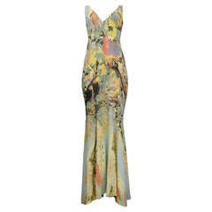 Roberto Cavalli Yellow Parrot Slip Dress