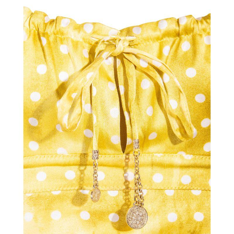 Roberto Cavalli Yellow Polka Dot Silk Skirt Set, 2000's In Good Condition In North Hollywood, CA