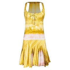 Roberto Cavalli Yellow Polka Dot Silk Skirt Set, 2000's