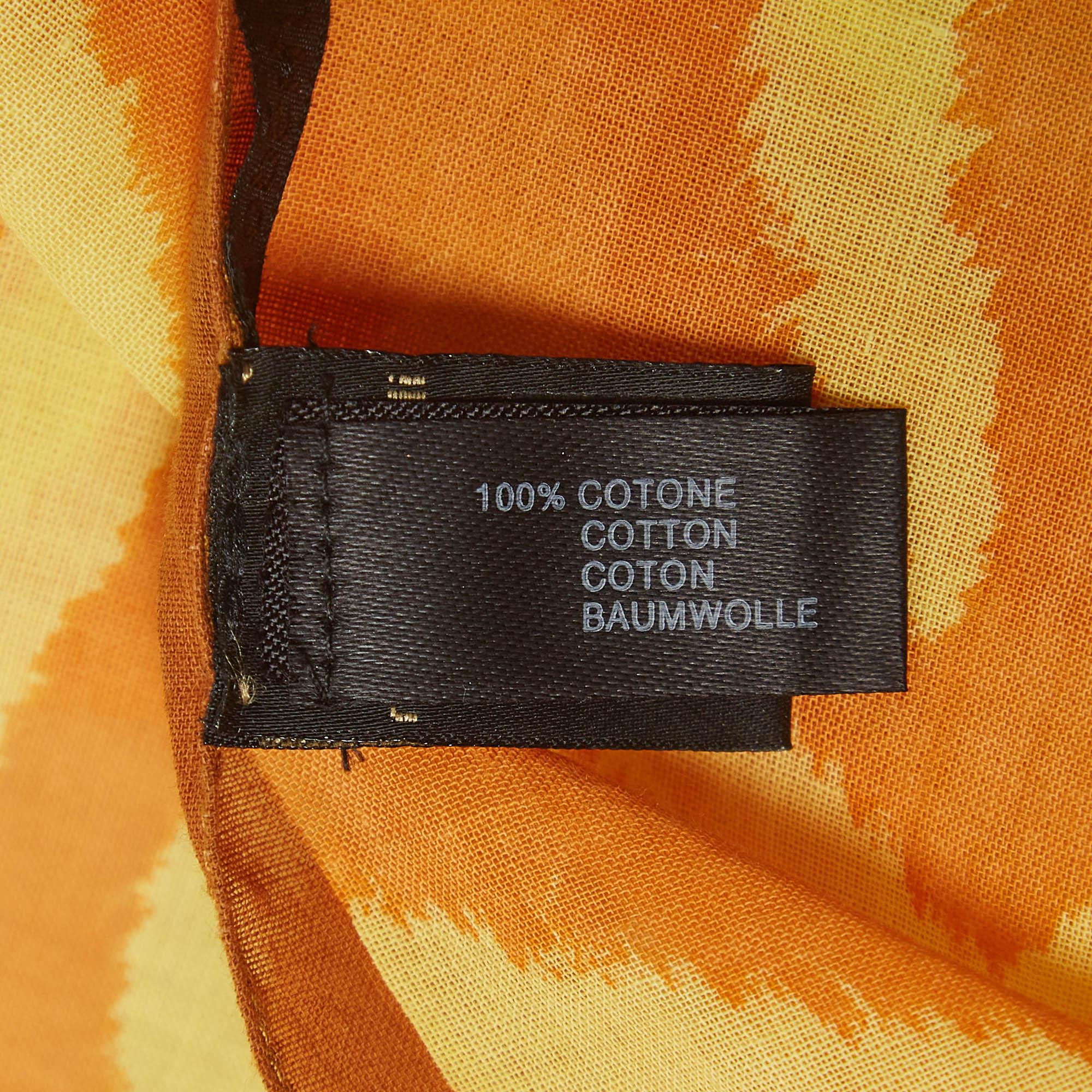 Roberto Cavalli Yellow Printed Cotton Square Scarf For Sale 1