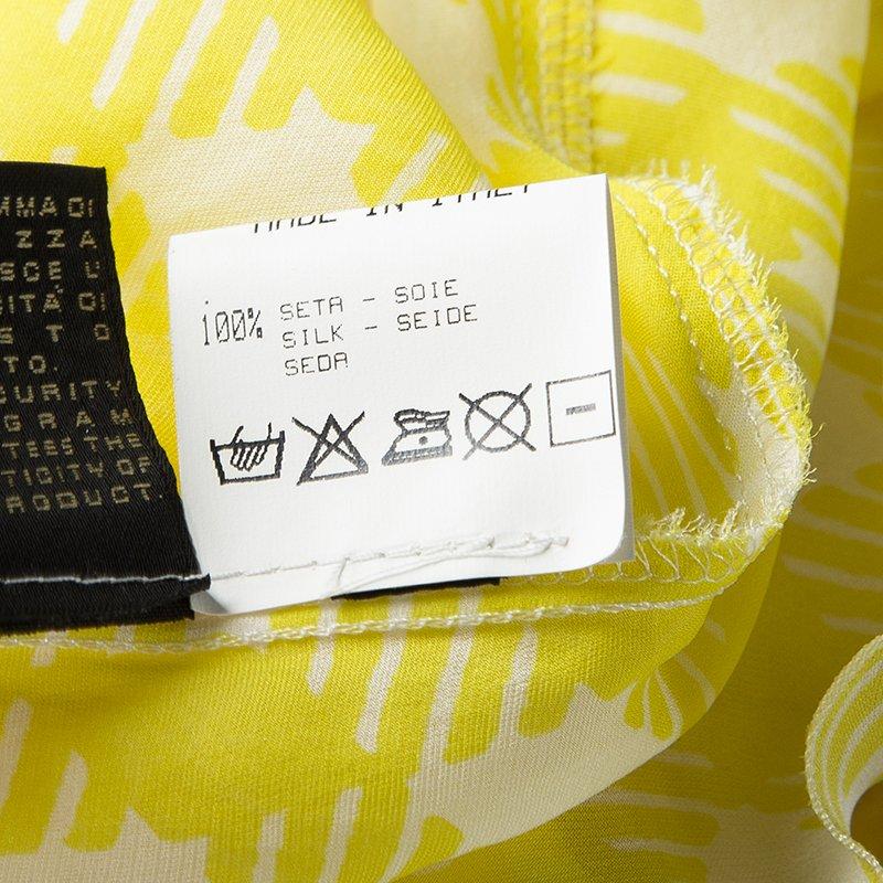 Roberto Cavalli Yellow Printed Silk Tiered Strapless Dress M 3