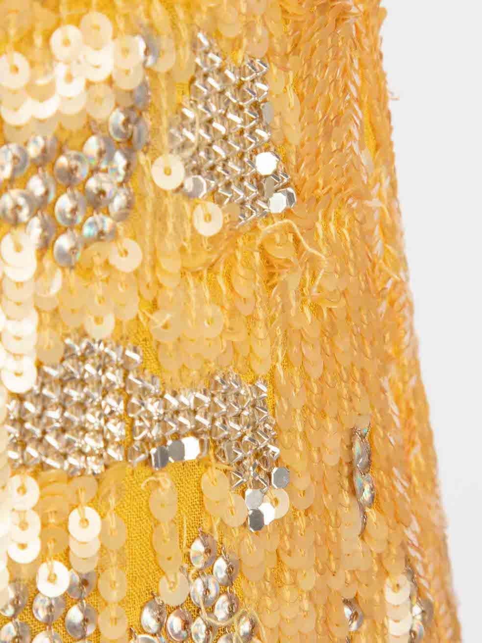 Roberto Cavalli Yellow Sequinned Backless Mini Dress Size S For Sale 1