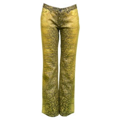 Roberto Cavalli Yellow Snakeskin Pants