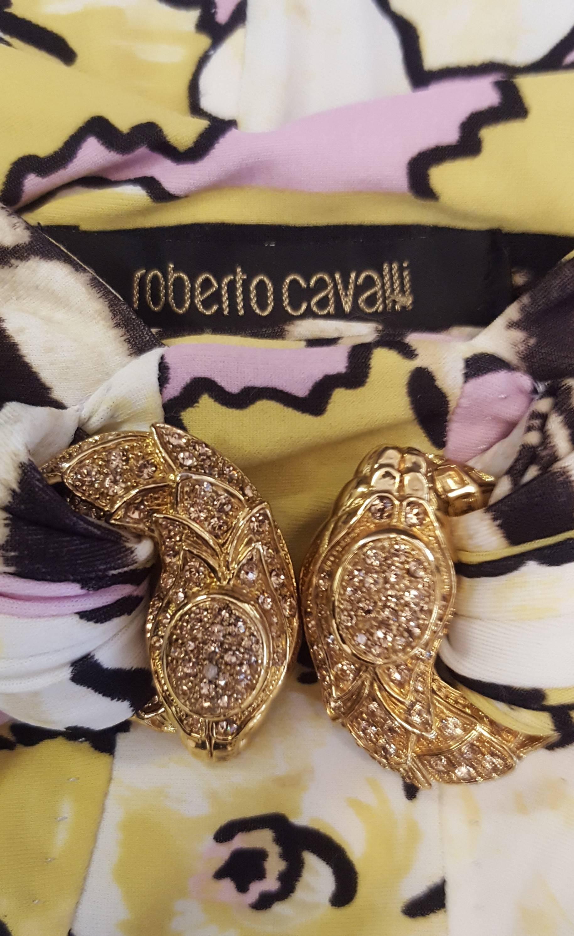 Roberto Cavalli Yellow, Pink Floral Sleeveless Top For Sale 1