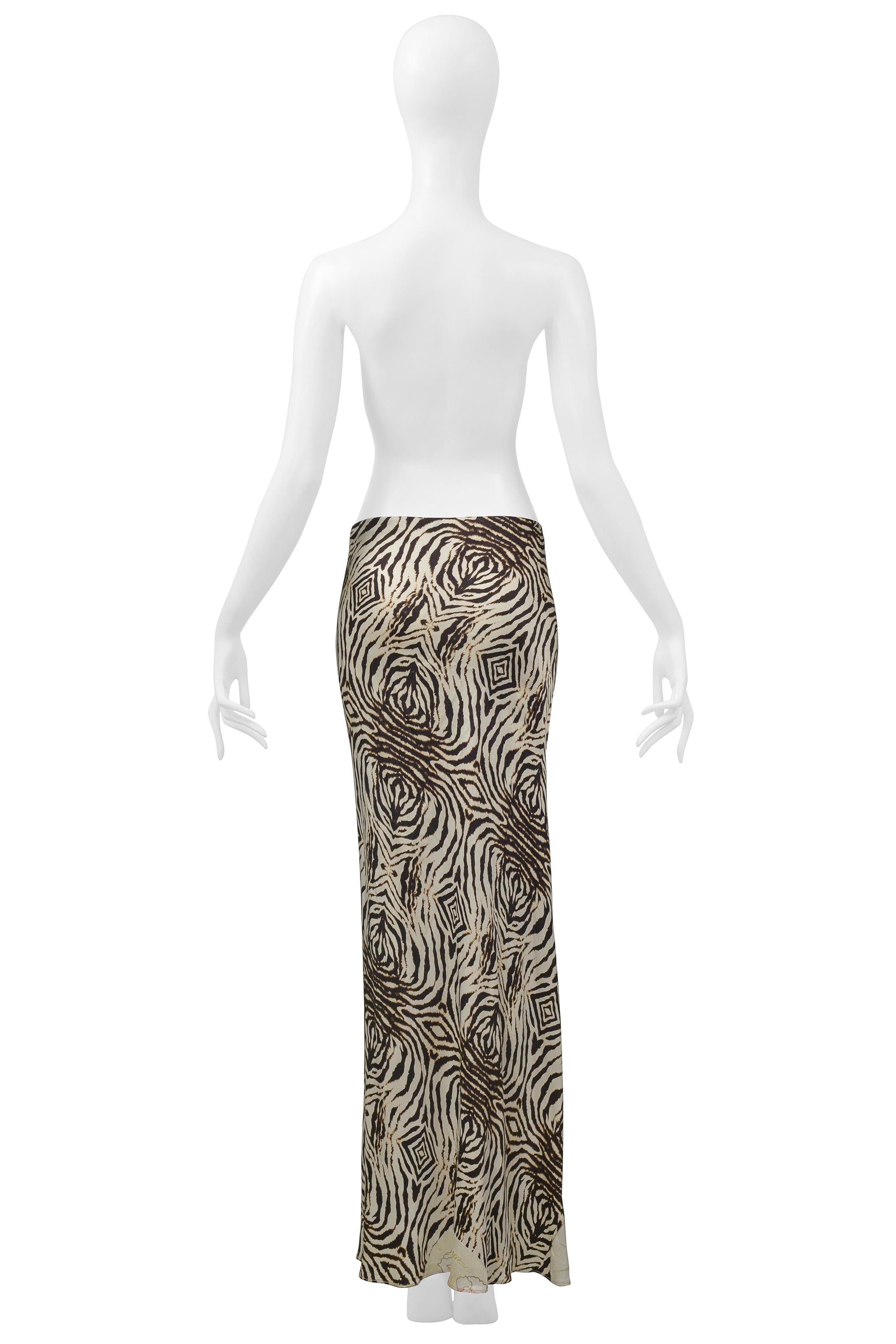 Roberto Cavalli Zebra And Floral Bias Cut Maxi Skirt In Excellent Condition For Sale In Los Angeles, CA