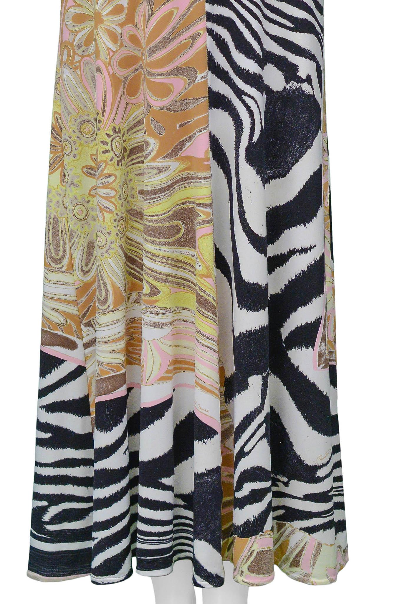 Women's Roberto Cavalli Zebra & Floral Multi Print Maxi Dress For Sale