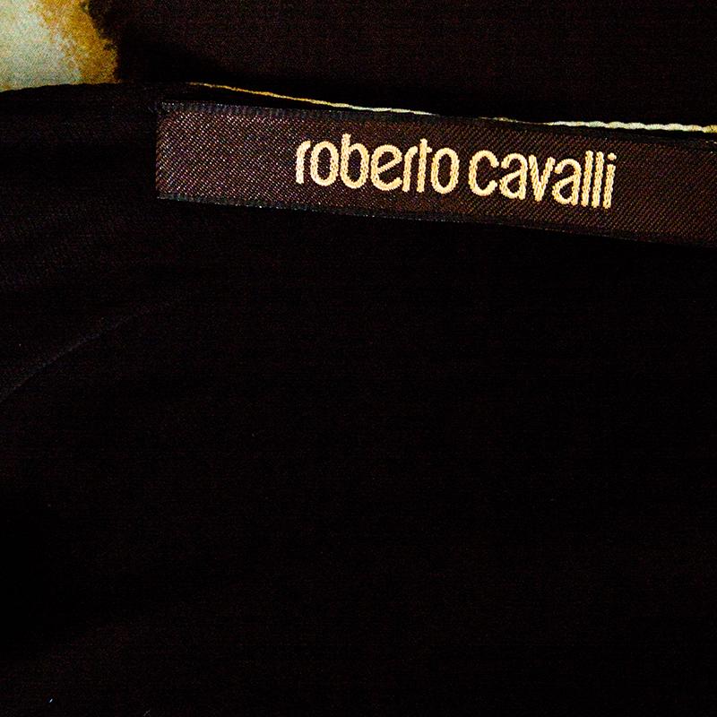 Roberto Cavalli Zebra Print Cutout Sleeve Detail Silk Maxi Dress S In Good Condition In Dubai, Al Qouz 2