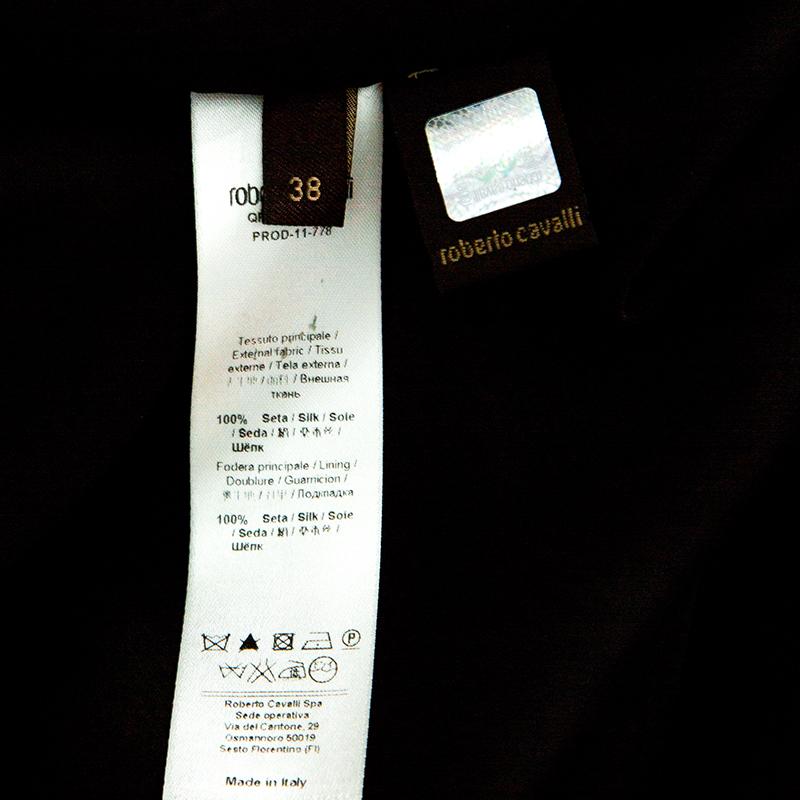 Women's Roberto Cavalli Zebra Print Cutout Sleeve Detail Silk Maxi Dress S