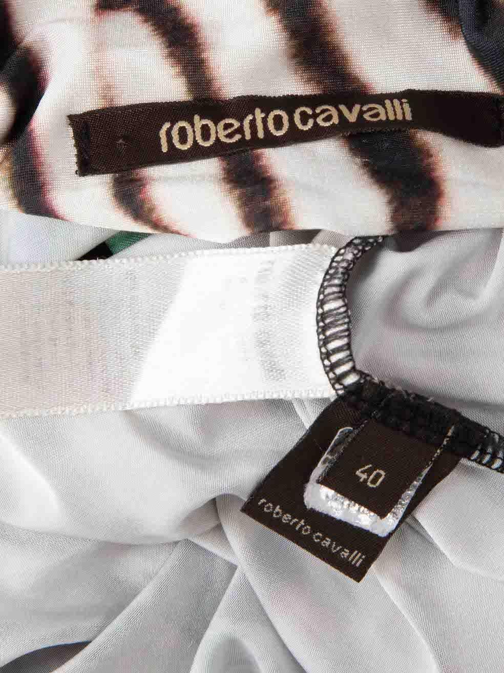 Women's Roberto Cavalli Zebra Printed V-Neck Top Size S