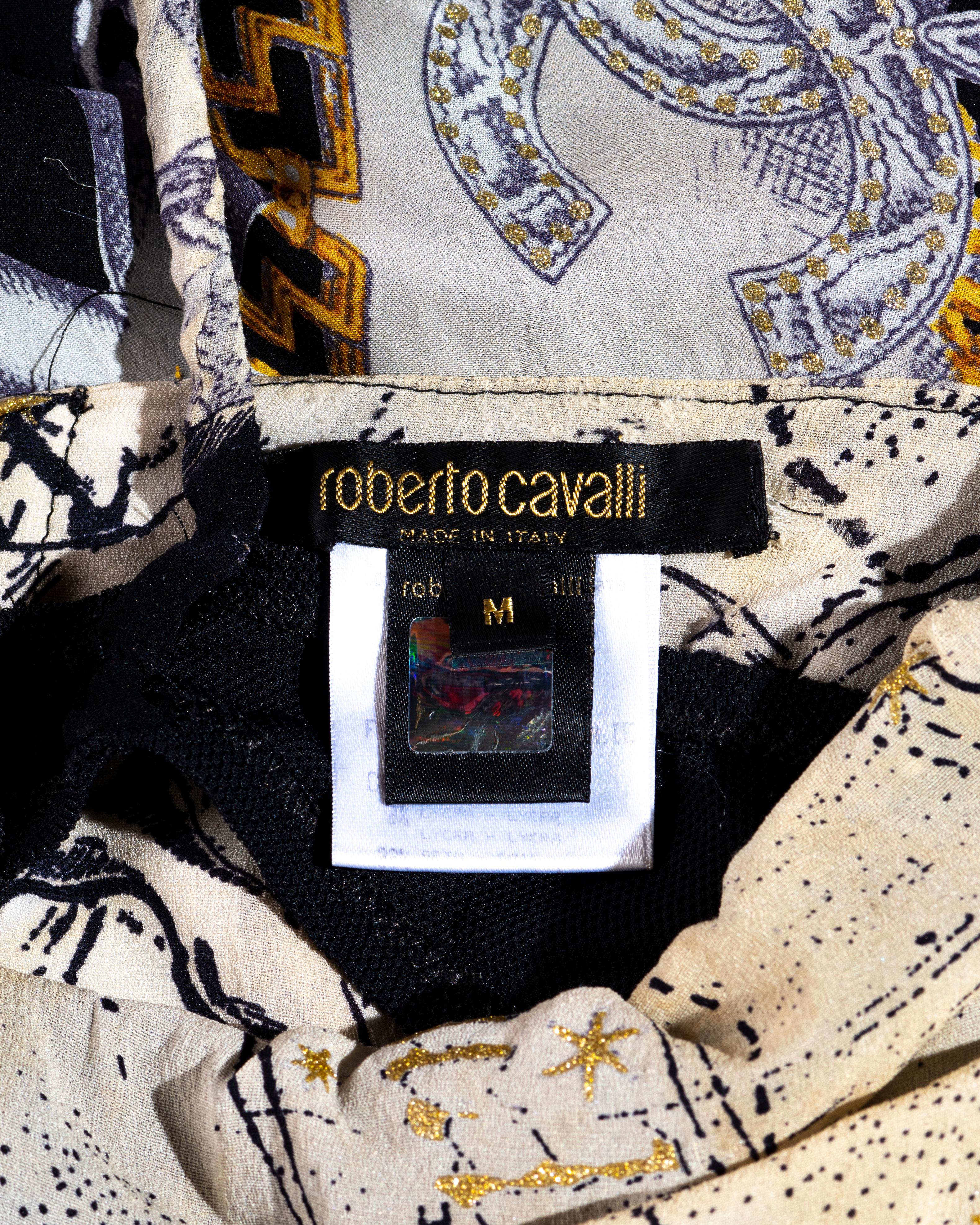 Roberto Cavalli zodiac printed silk trained evening dress, fw 2003 3