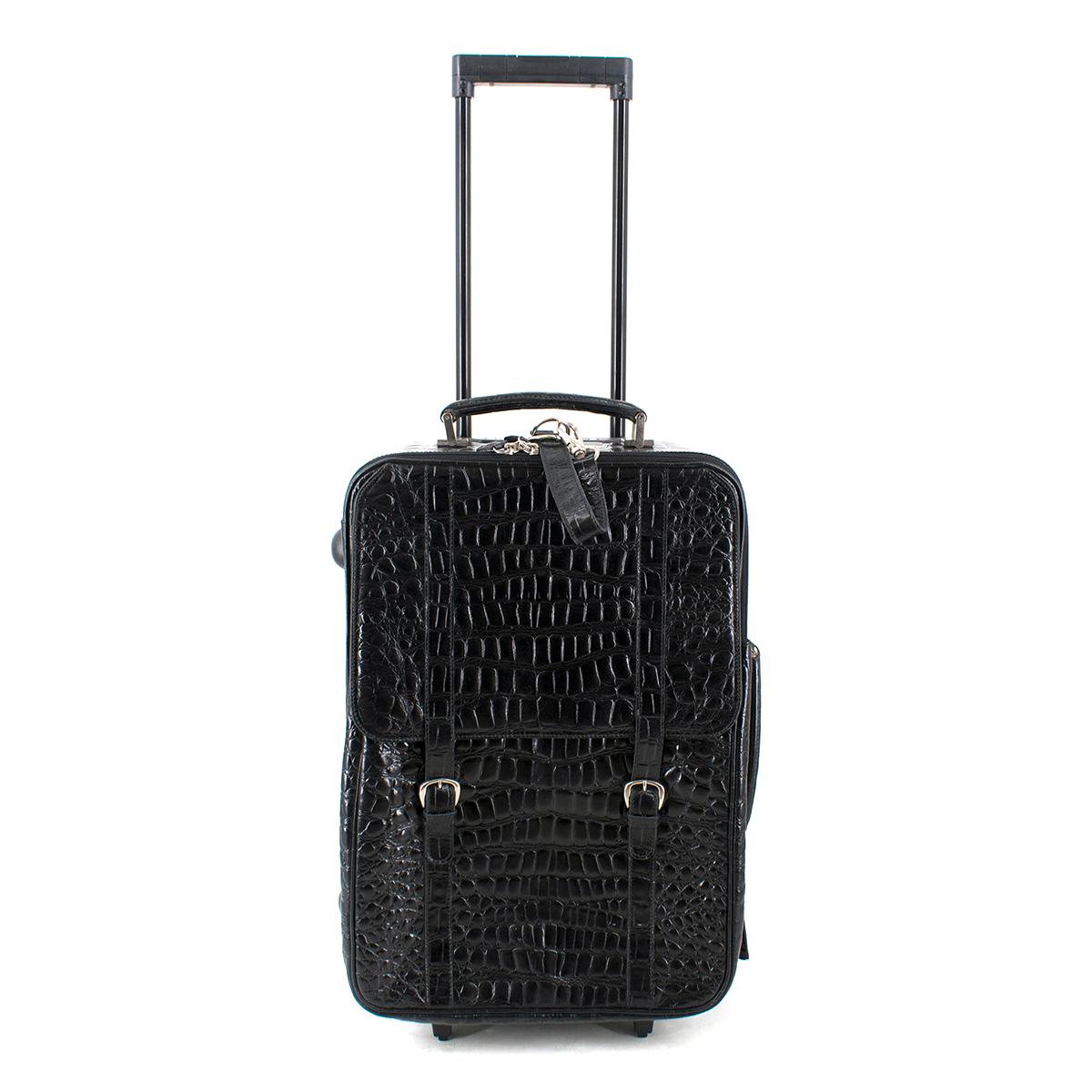 Roberto Celk Artioli Black Crocodile Carry-on Suitcase 4
