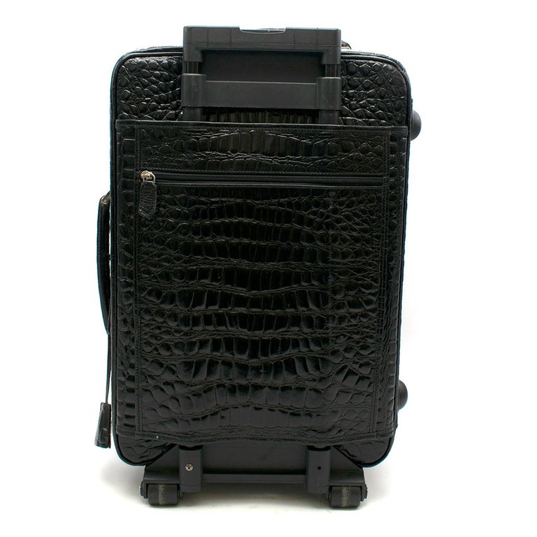 Roberto Celk Artioli Black Crocodile Carry-on Suitcase For Sale at 1stdibs