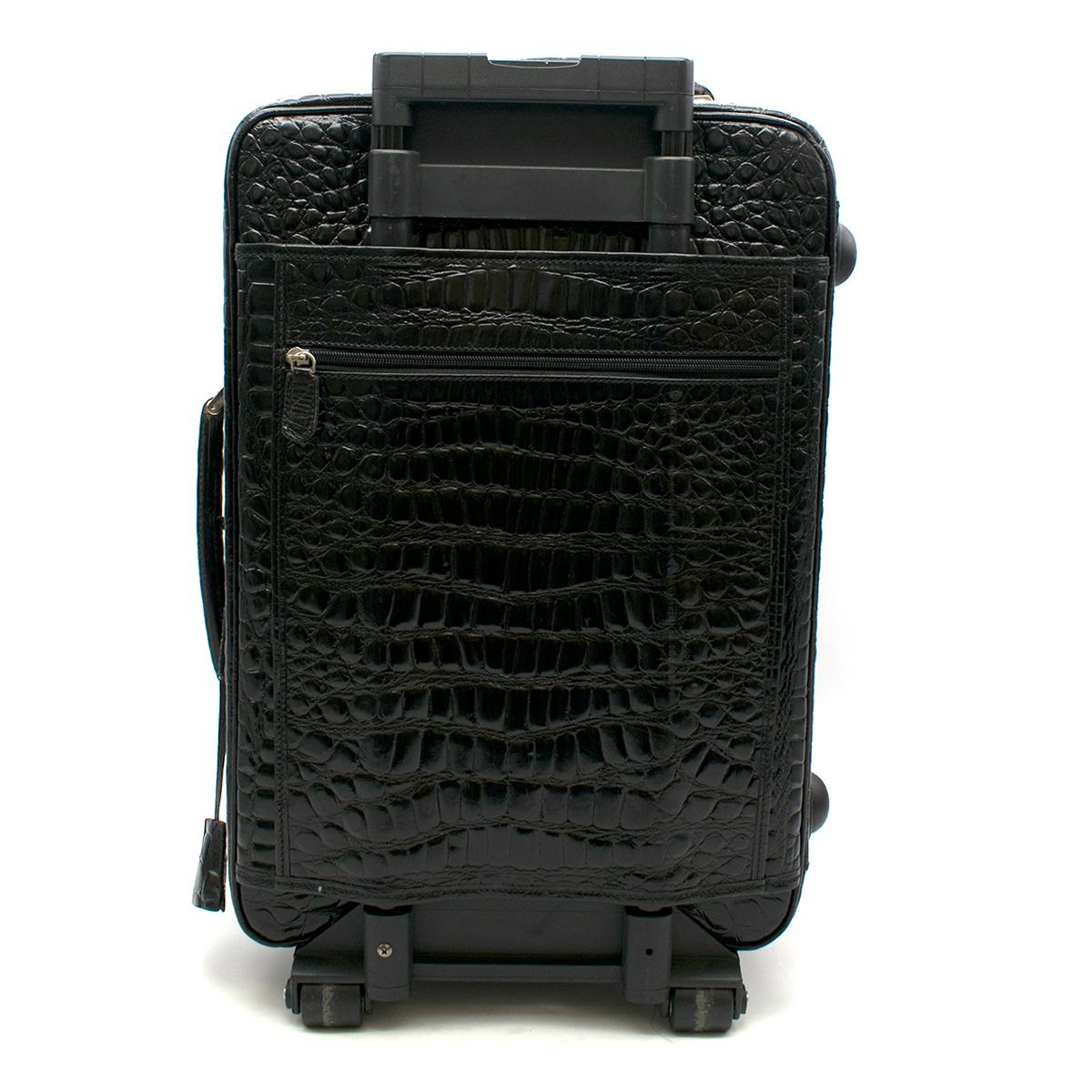 Roberto Celk Artioli Black Crocodile Carry-on Suitcase In Good Condition For Sale In London, GB