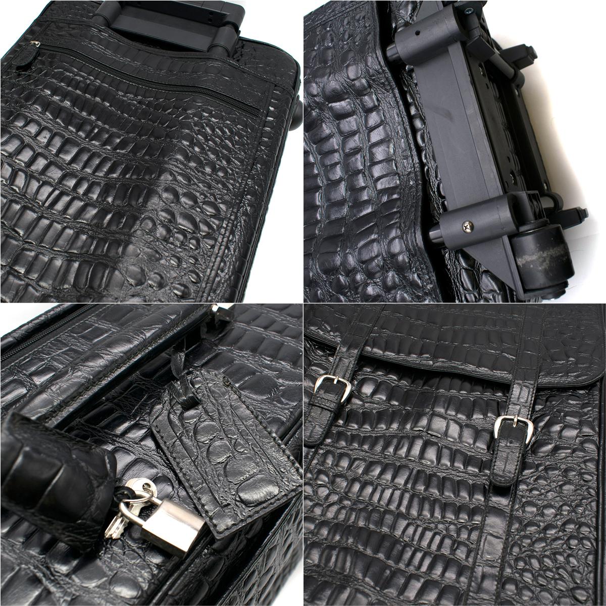 Women's or Men's Roberto Celk Artioli Black Crocodile Carry-on Suitcase For Sale