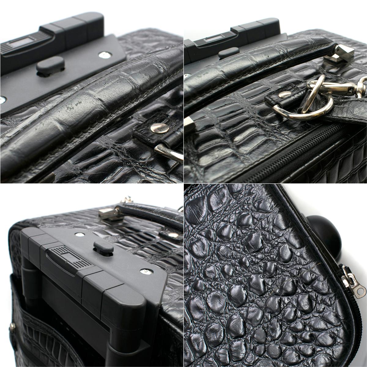 Women's or Men's Roberto Celk Artioli Black Crocodile Carry-on Suitcase