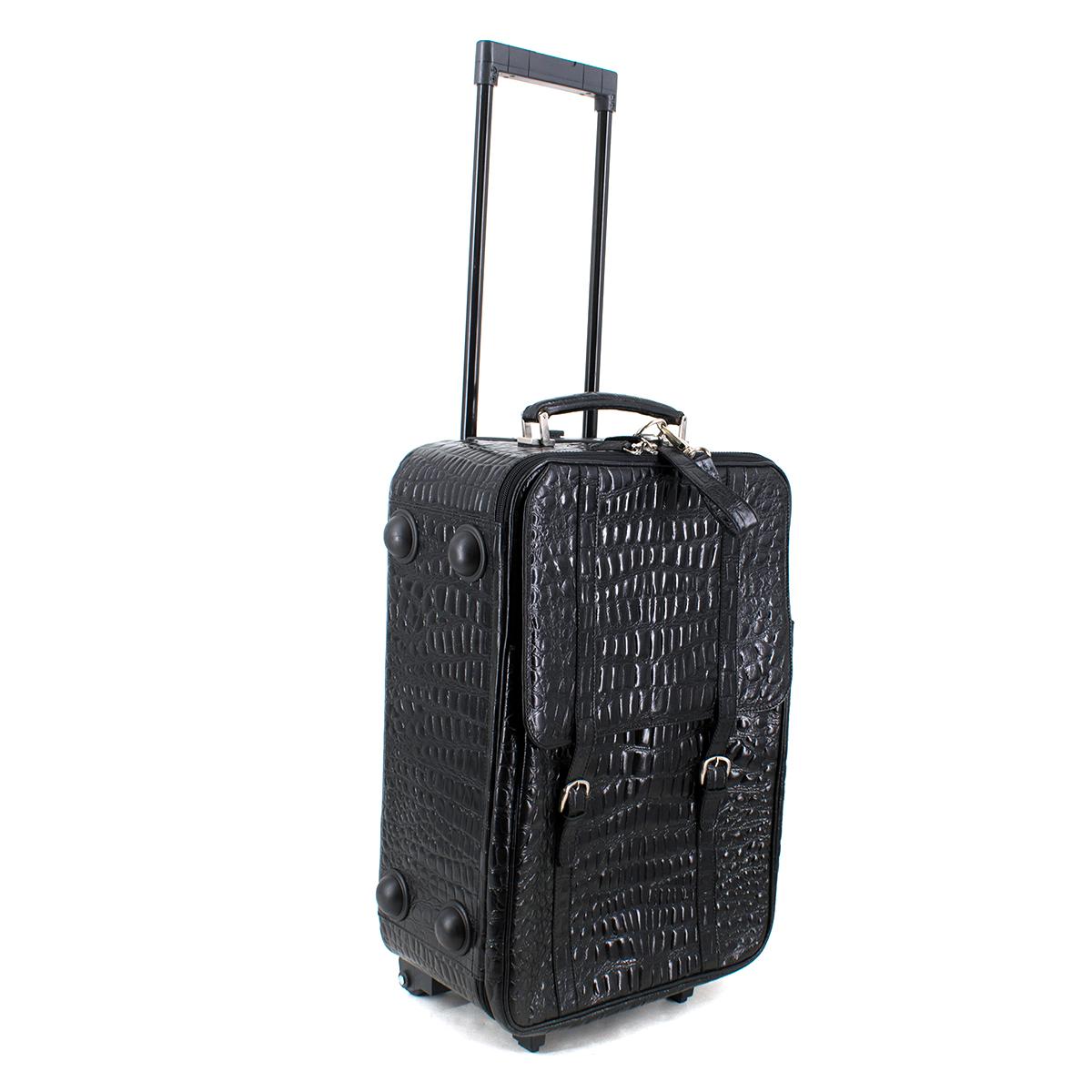 Roberto Celk Artioli Black Crocodile Carry-on Suitcase 3