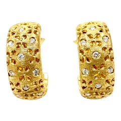 Roberto Coin 0.52 Carats Diamond and 18K Yellow Gold Clip and Post Earrings