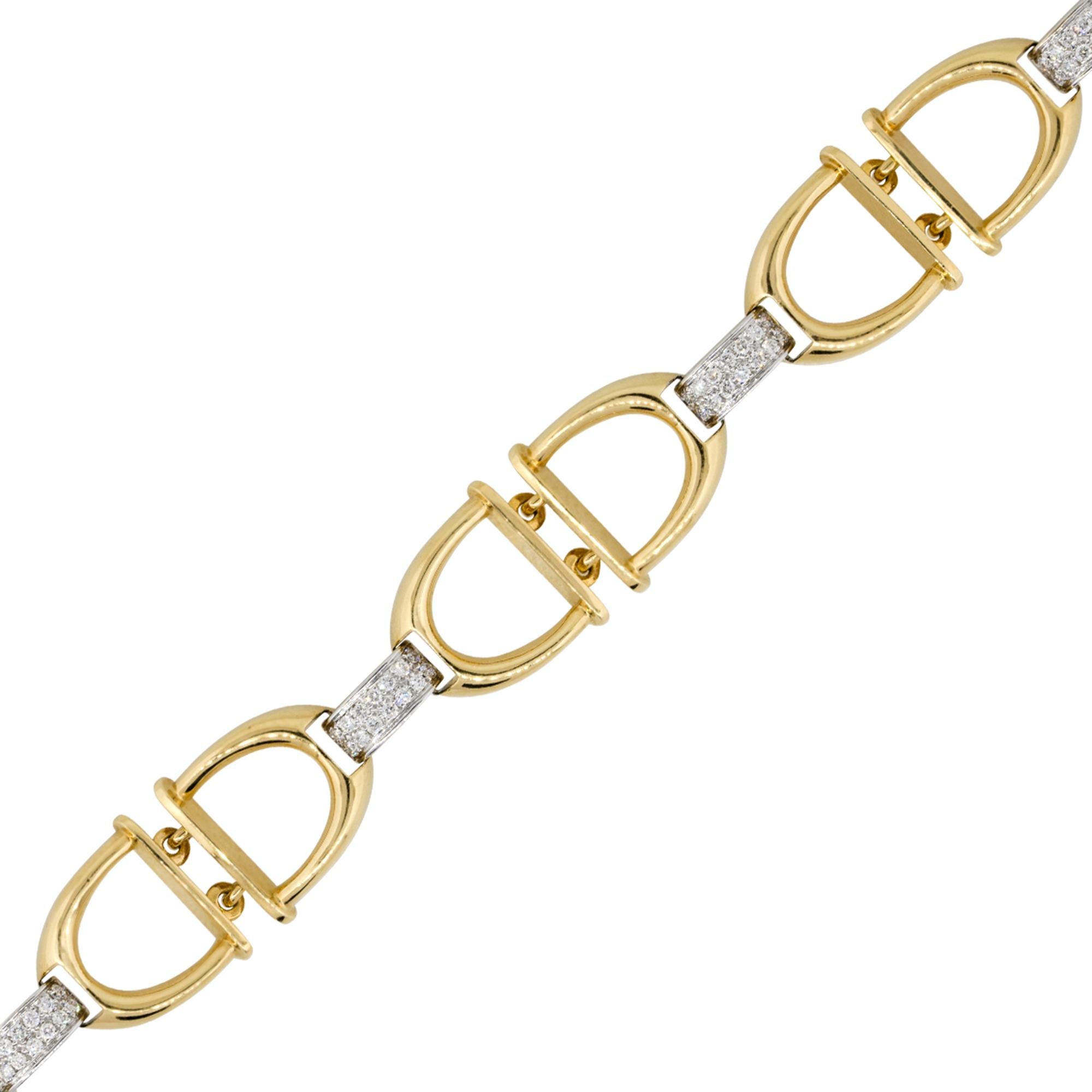 Material: 18k Yellow Gold
Diamond Details: Approx. 0.60ctw of round cut Diamonds. Diamonds are G/H in color and VS in clarity
Clasps: Tongue in box clasp with safety latch
Total Weight: 32.2g (20.7dwt)
Length: 7
