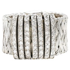 Roberto Coin 0.80 Carat Diamond 18 Karat White Gold Primavera Woven Band Ring