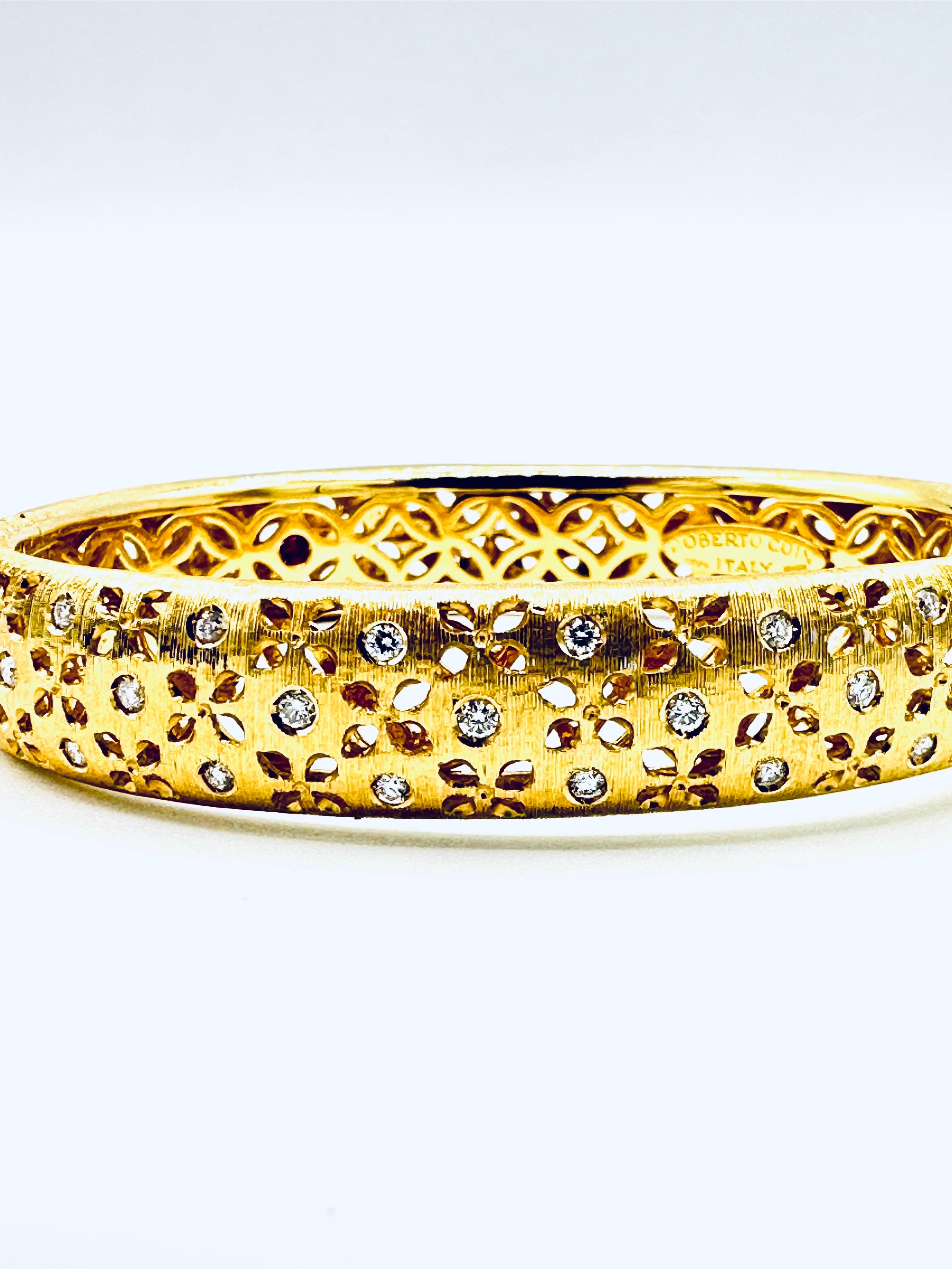 Roberto Coin Bracelet jonc en or jaune 18 carats et diamants de 0,80 carat Unisexe en vente