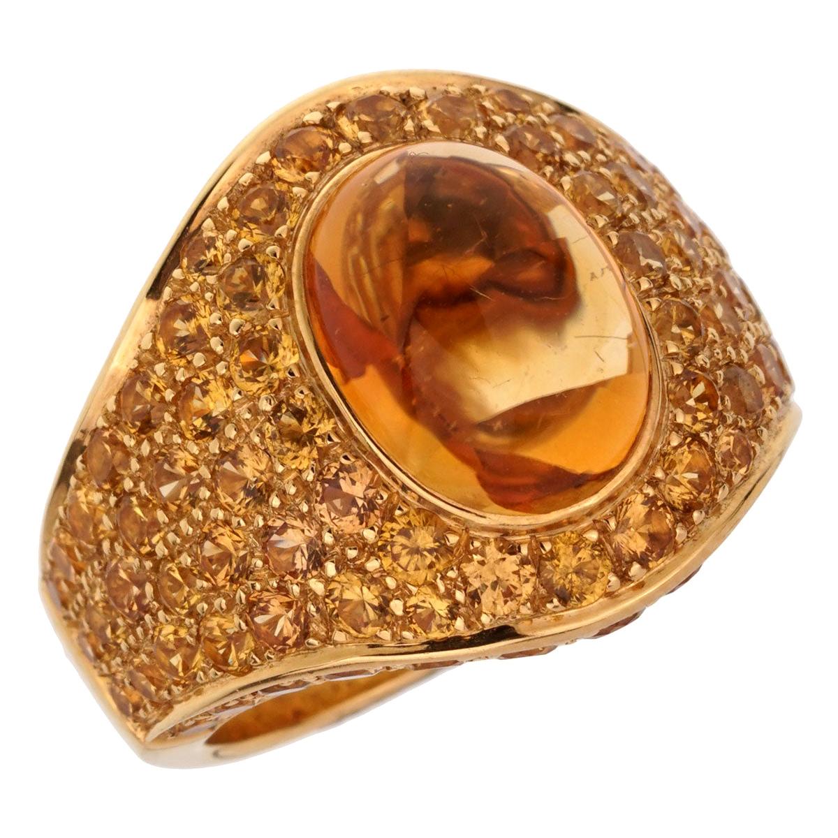 Roberto Coin 10.9 Carat Citrine Pave Cocktail Gold Ring