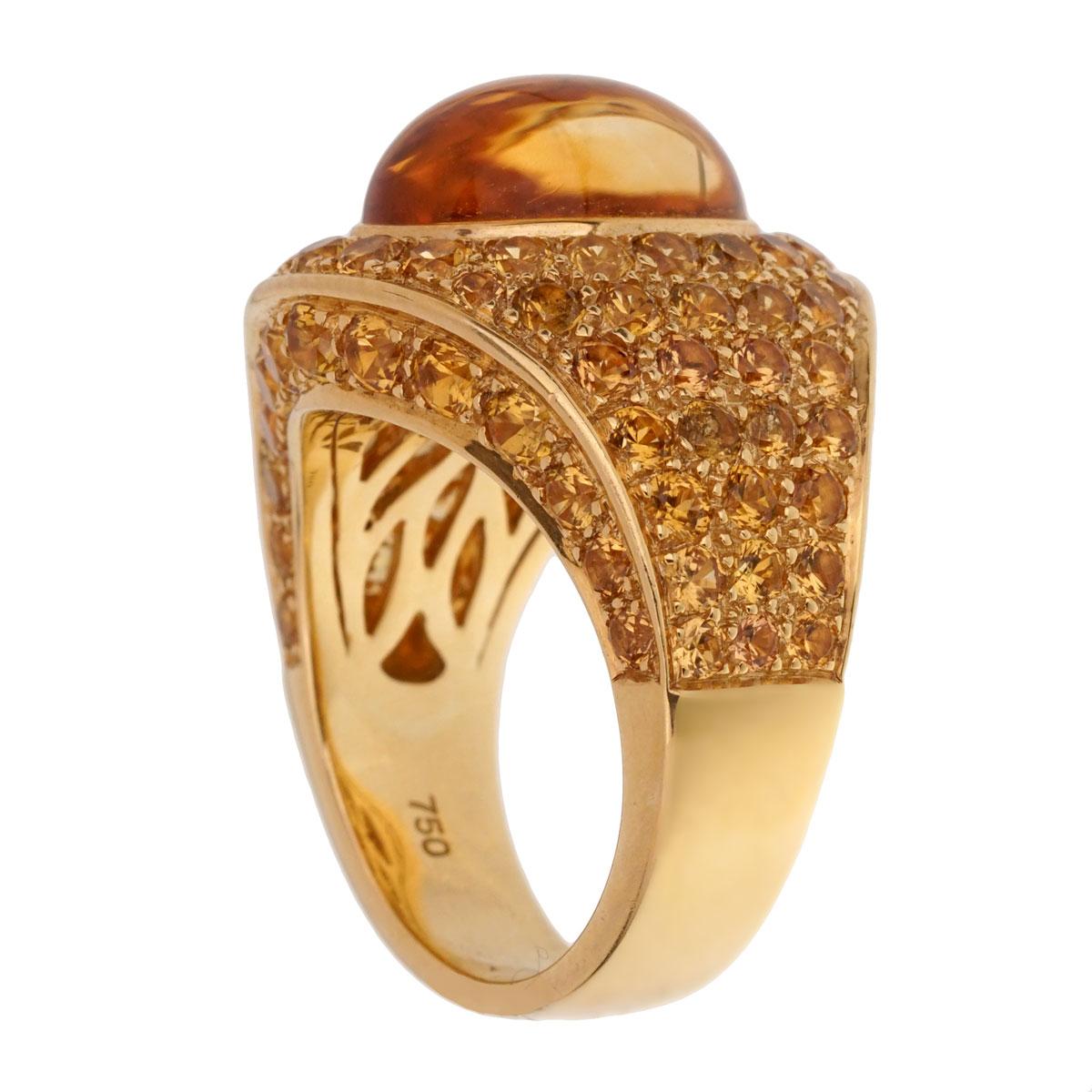 Roberto Coin 10.9 Carat Citrine Pave Cocktail Gold Ring In Excellent Condition For Sale In Feasterville, PA
