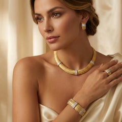 Roberto Coin 15 Carat 18K Yellow & White Gold 390 Diamond Complete Suite Set