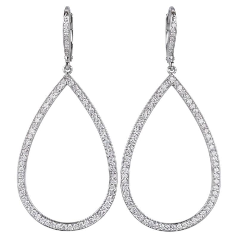 Roberto Coin 1.5 Carat Diamond Open Pear Dangle Earrings in 18k White Gold
