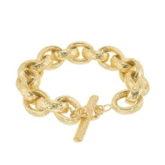 Roberto Coin Pulsera Ovalada de Eslabones Texturizados de Oro Amarillo Rubí .15