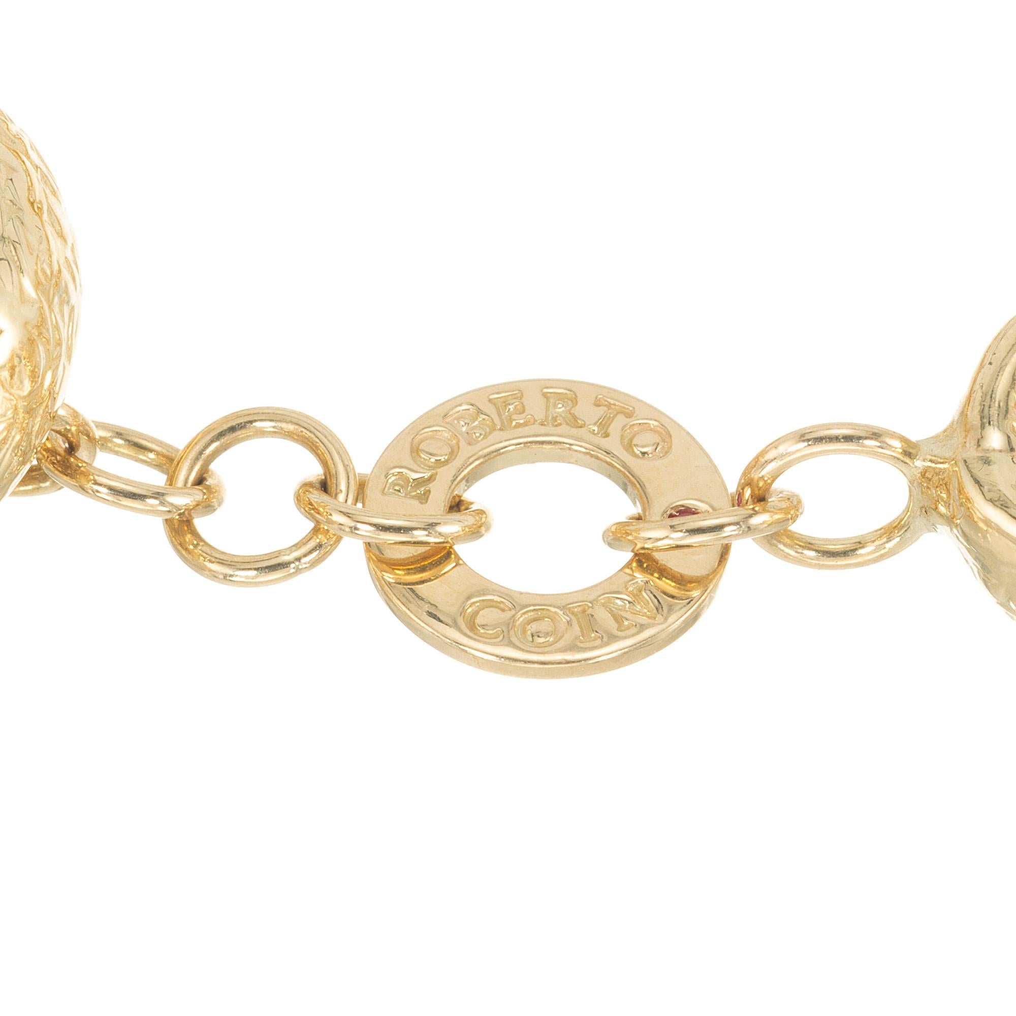 Roberto Coin - Bracciale ovale a maglie ovali in oro giallo e rubino .15 In condizioni ottime in vendita a Stamford, CT