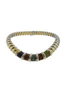Roberto Coin 15.00 Carat Round Brilliant Diamond 18K Gold Gems Stone Necklace
