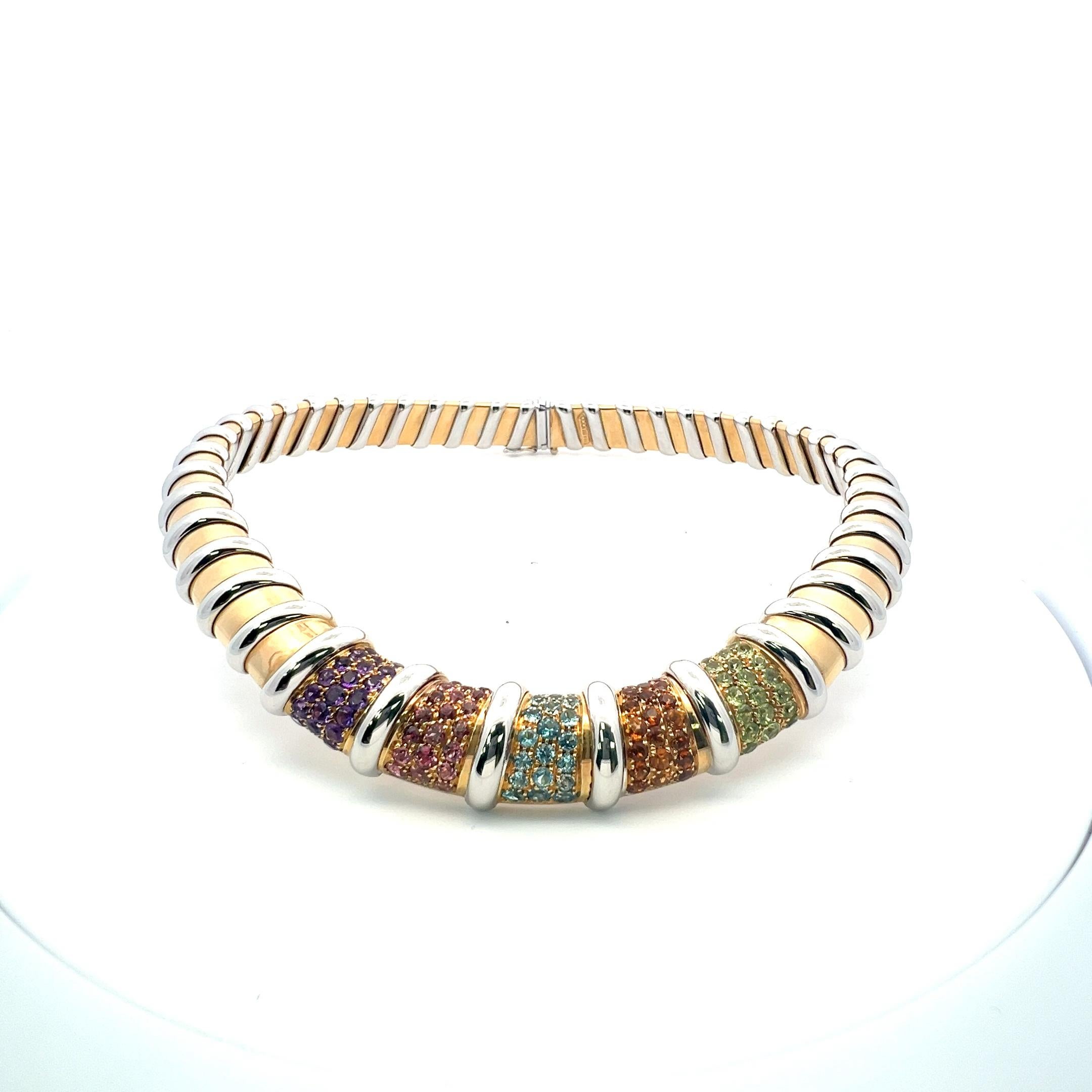 Taille brillant Roberto Coin 15.00 Carat Round Brilliante Diamond 18K Gold Gems Stone Necklace en vente