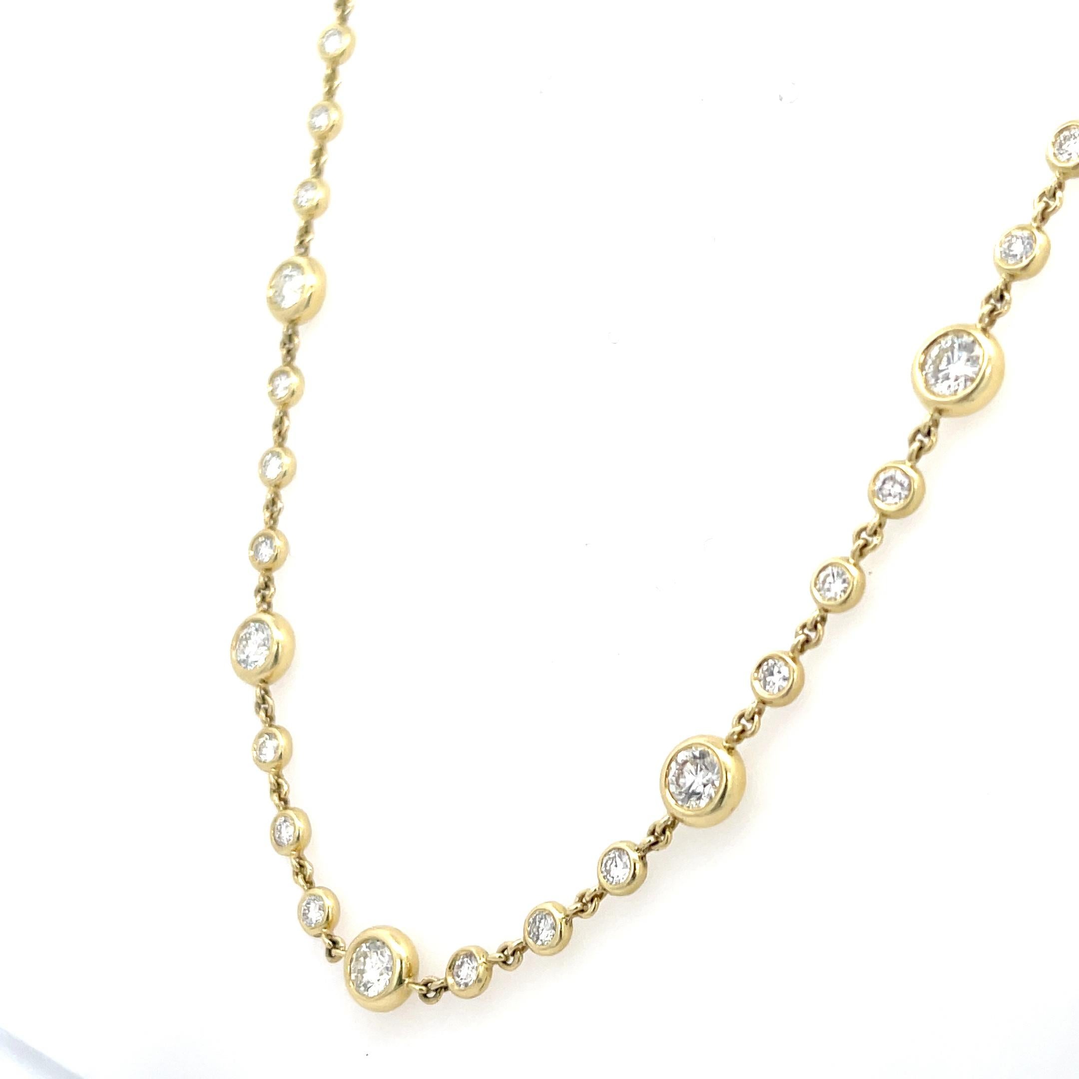 Roberto Coin 15.90ctw Diamonds By The Inch Necklace 18K Yellow Gold In Excellent Condition For Sale In Dallas, TX