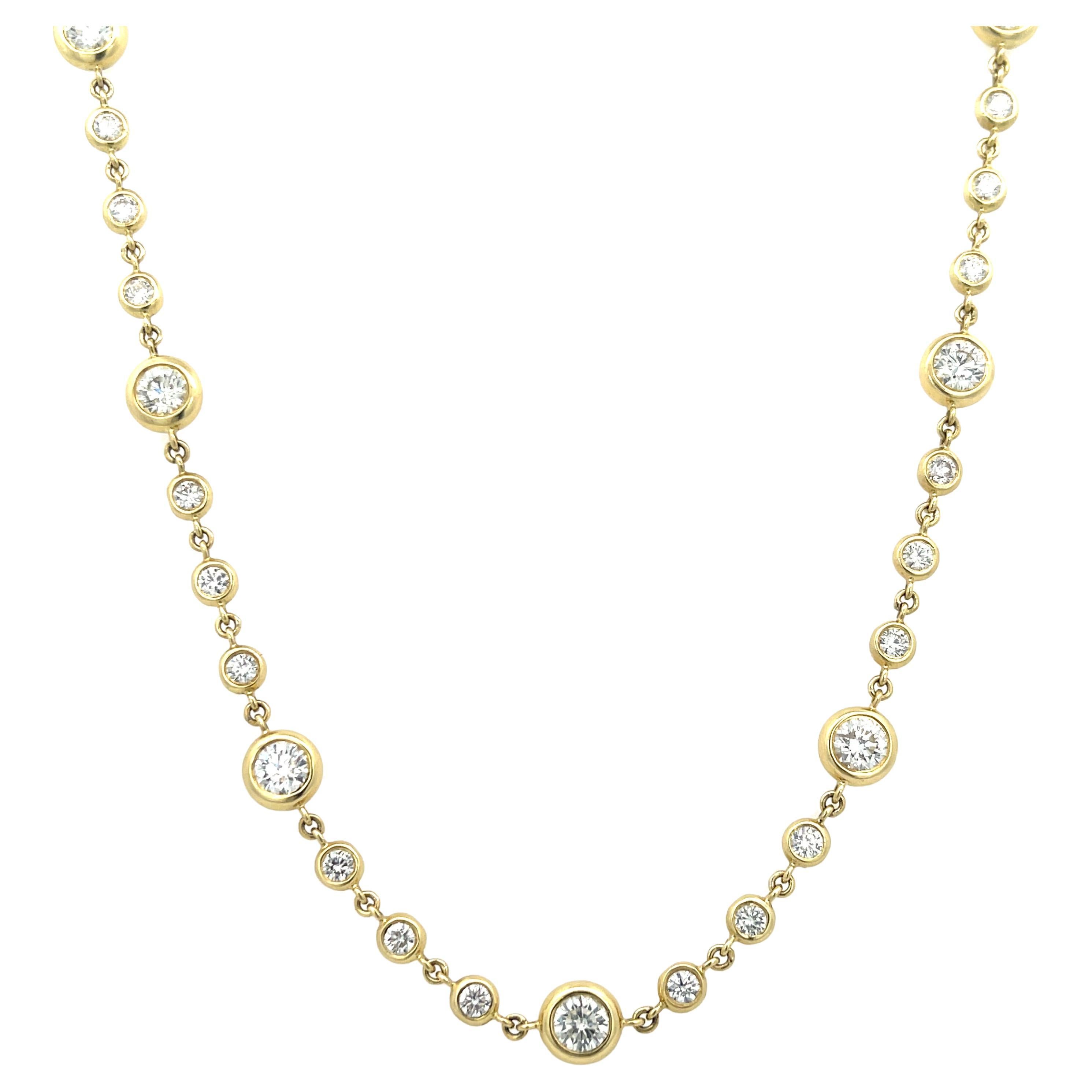 Roberto Coin 15.90ctw Diamonds By The Inch Necklace 18K Yellow Gold For Sale